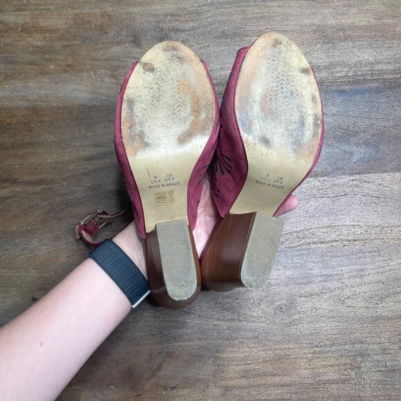 Anthropologie Klub Nico Filifera Slingback Heels Size 9 Brazil Stacked Heel - Picture 8 of 10